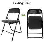 PU Leather Folding Chair with Padded Seat & Metal Frame | 2 Colours