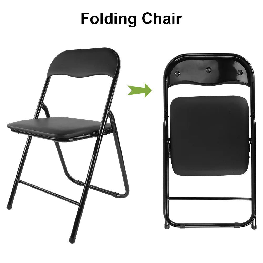 PU Leather Folding Chair with Padded Seat & Metal Frame | 2 Colours