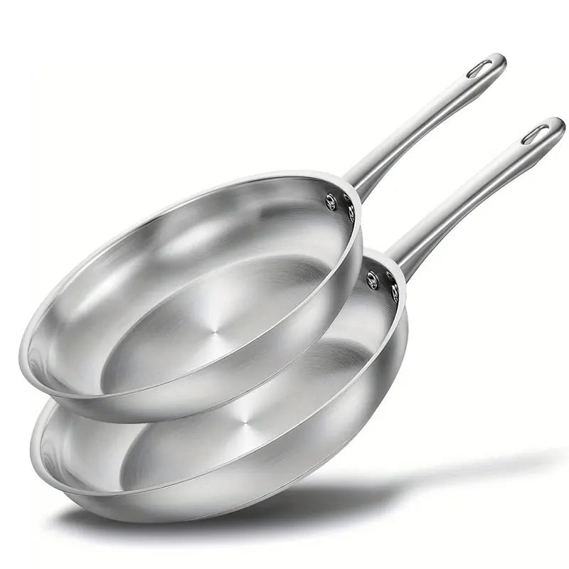Tri-Ply Stainless Steel Frying Pan 8 Inch 10 Inch Induction Cooking Pan Skillet Fast Heating Chef's Pan Skillet Oven Safe