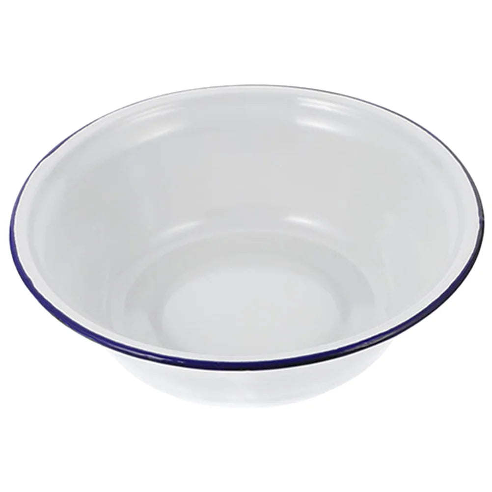 White Enamel Mixing Bowl | Retro Style | 2 Sizes White 18X18X5.5