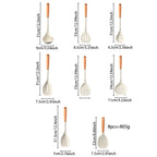 8-Piece Silicone Kitchen Utensils Set with Wooden Handles – Non-Stick Safe | Cream, White & Green