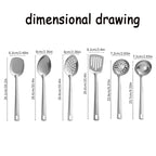6-Piece Stainless Steel Kitchen Utensil Set – Heat-Resistant with Ergonomic Handles & Hanging Holes, Includes Slotted Spoon, Ladle, Turner, Cooking Spoon & Rice Spoon