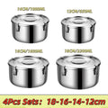 Stainless Steel Lunch Box Set 18 16 14 12CM