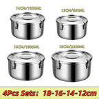 Stainless Steel Lunch Box Set 18 16 14 12CM