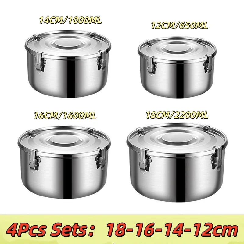 Stainless Steel Lunch Box Set 18 16 14 12CM