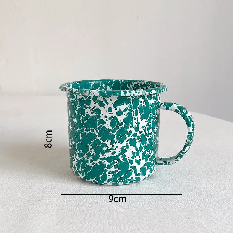 Retro Enamel Dinnerware | Splash Ink Pattern | Plates, Bowls, Cups & Spoons | Assorted Designs