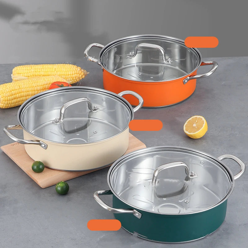 28cm Stainless Steel Stew Pot with Glass Lid – Induction Compatible, Suitable for Gas & Induction, Great for Soups, Stews, and Everyday Cooking