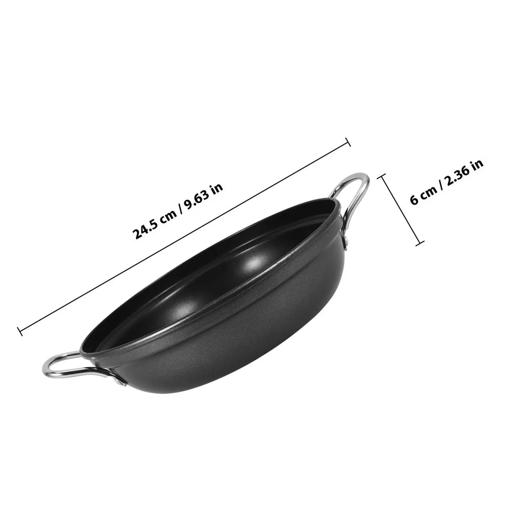 Black Nonstick Wok with Dual Stainless Steel Handles - Ideal for Stir-fries, Fried Rice, Deep-frying, Sauteed Vegetables, Pan-seared Meats, Curries, Seafood and Noodles. Compatible with Gas, Electric and Ceramic Stovetops. Available in Sizes 24cm and 30cm 24.5X24X6CM