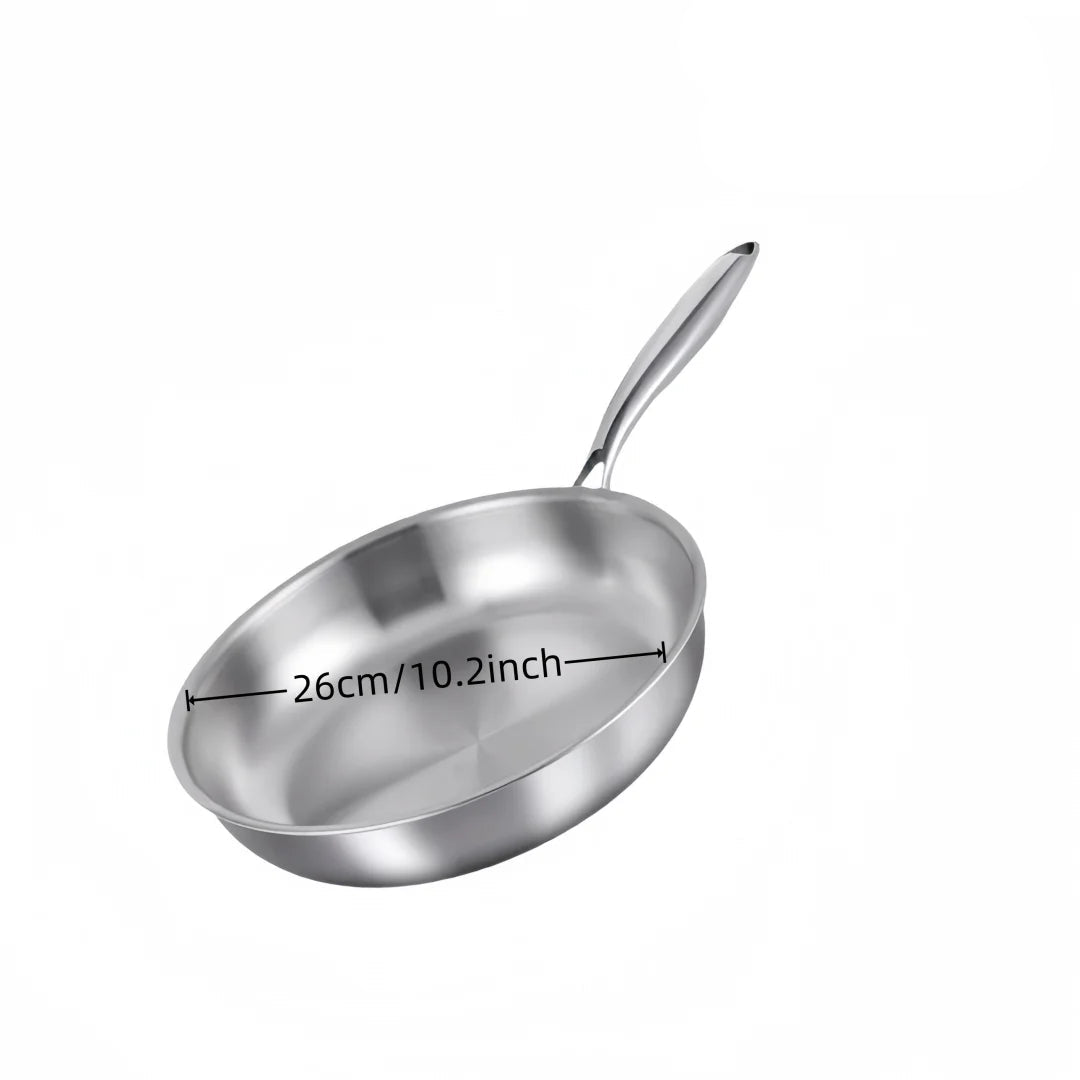 Stainless Steel Frying Pan | Uncoated | Ideal for Searing, One-Pan Meals & Everyday Cooking on Gas & Induction 26cm