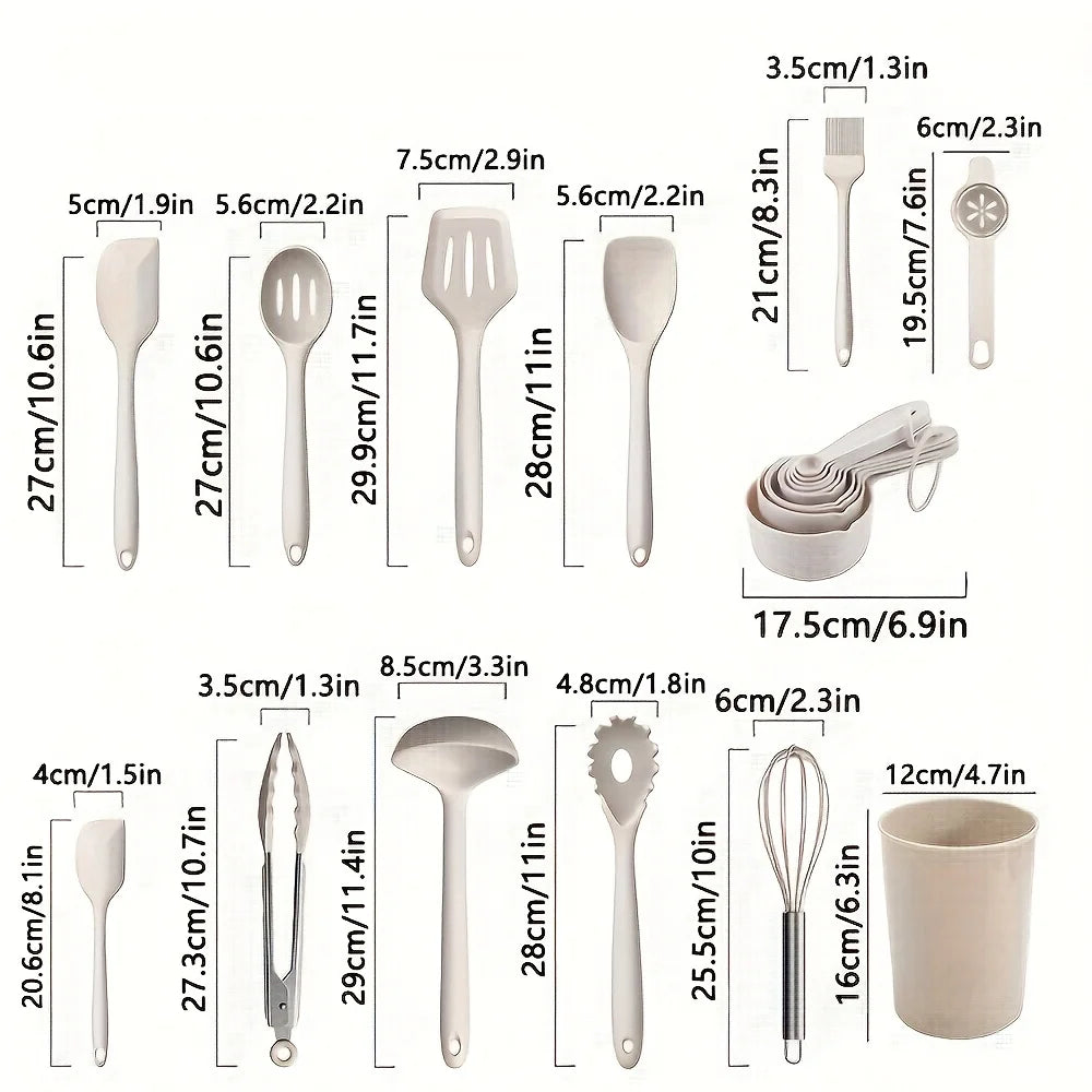 22-Piece Silicone Cooking Utensils Set with Holder – Heat Resistant, Non-Stick Safe & Dishwasher Safe