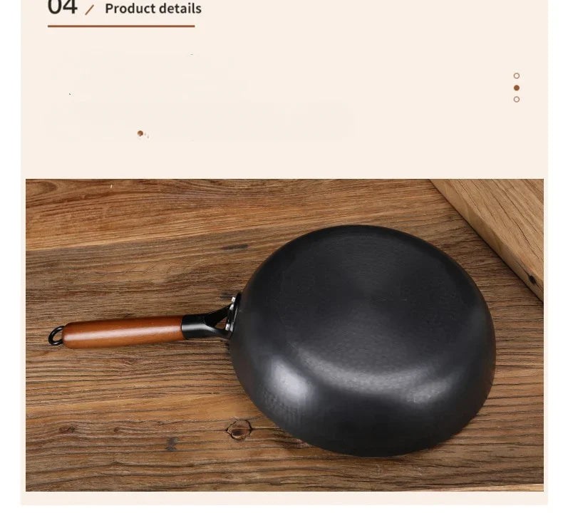 Handmade Uncoated Cast Iron Skillet 28cm