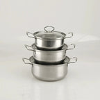6-Piece Stainless Steel Cookware Set – Nonstick Soup Pots with Lids, 3 Pots & 3 Lids for Everyday Cooking