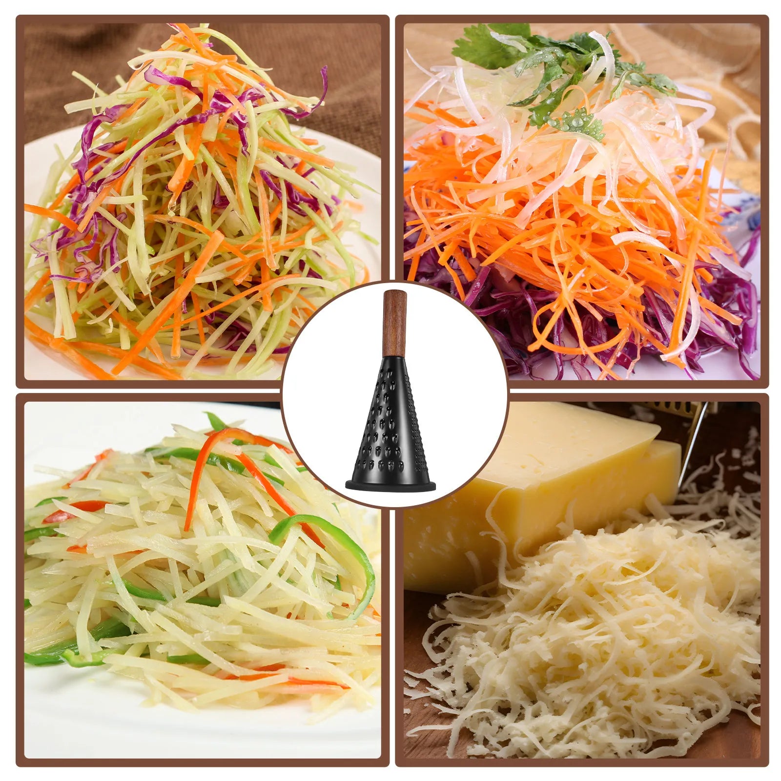 Stainless Steel Cone Grater with Wood Handle