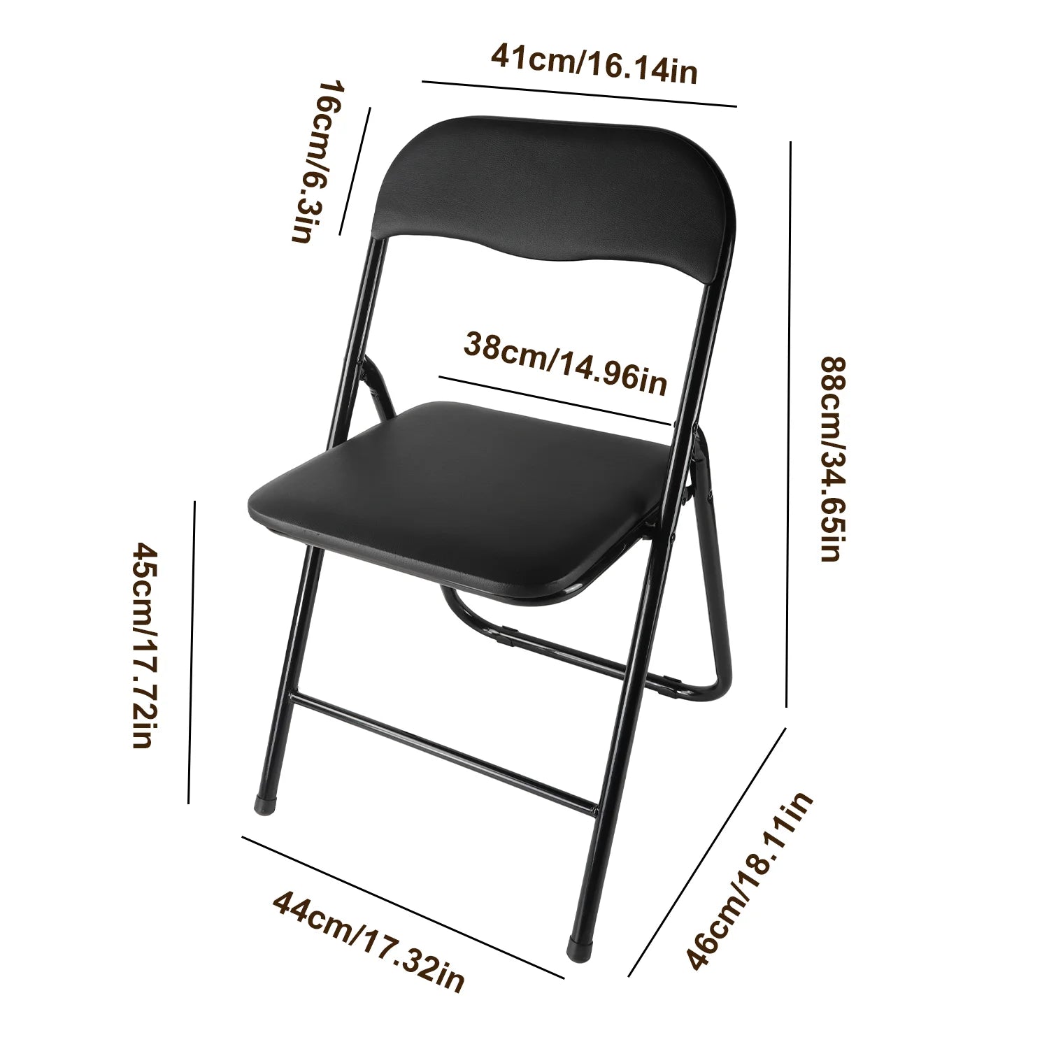 PU Leather Folding Chair with Padded Seat & Metal Frame | 2 Colours
