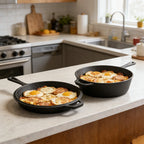 Heavy-Duty 2-in-1 Cast Iron Combo – Pre-Seasoned 10-Inch Dutch Oven (3 Quart Capacity) with Reversible Frying Pan Lid, Multi-Purpose Cookware for Bread, Roasting & Everyday Cooking