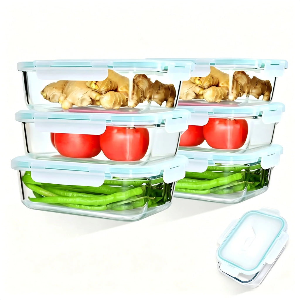 Borosilicate Glass Food Storage Containers with Snap-Lock Lids – BPA-Free, Microwave & Dishwasher Safe, Stackable, Available in 2, 4 & 6-Pack