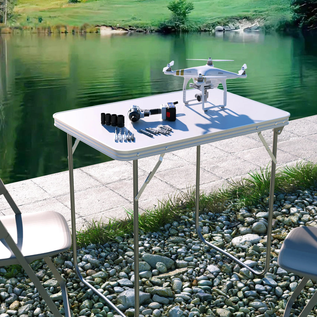 Adjustable Height Folding Table | Aluminium & MDF | 9 Size Options | Indoor & Outdoor