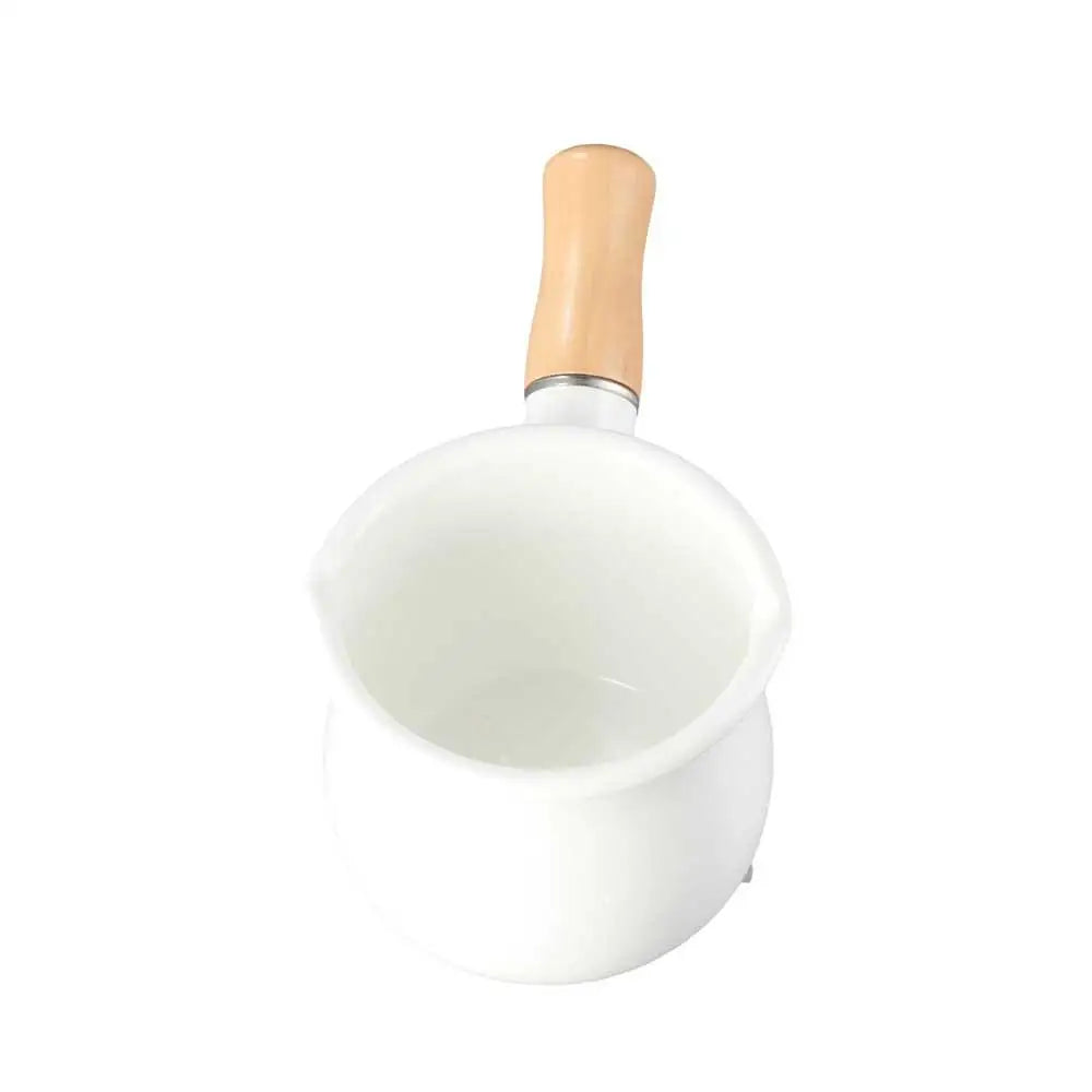 Mini Enamel Milk Pan with Wooden Handle | 500ml | 3 Colours