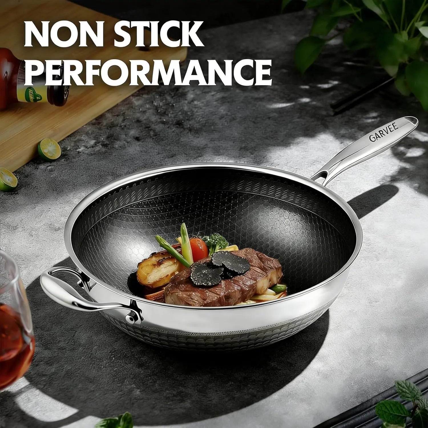 Stainless Steel Honeycomb Wok Pan | Tri-Ply 316