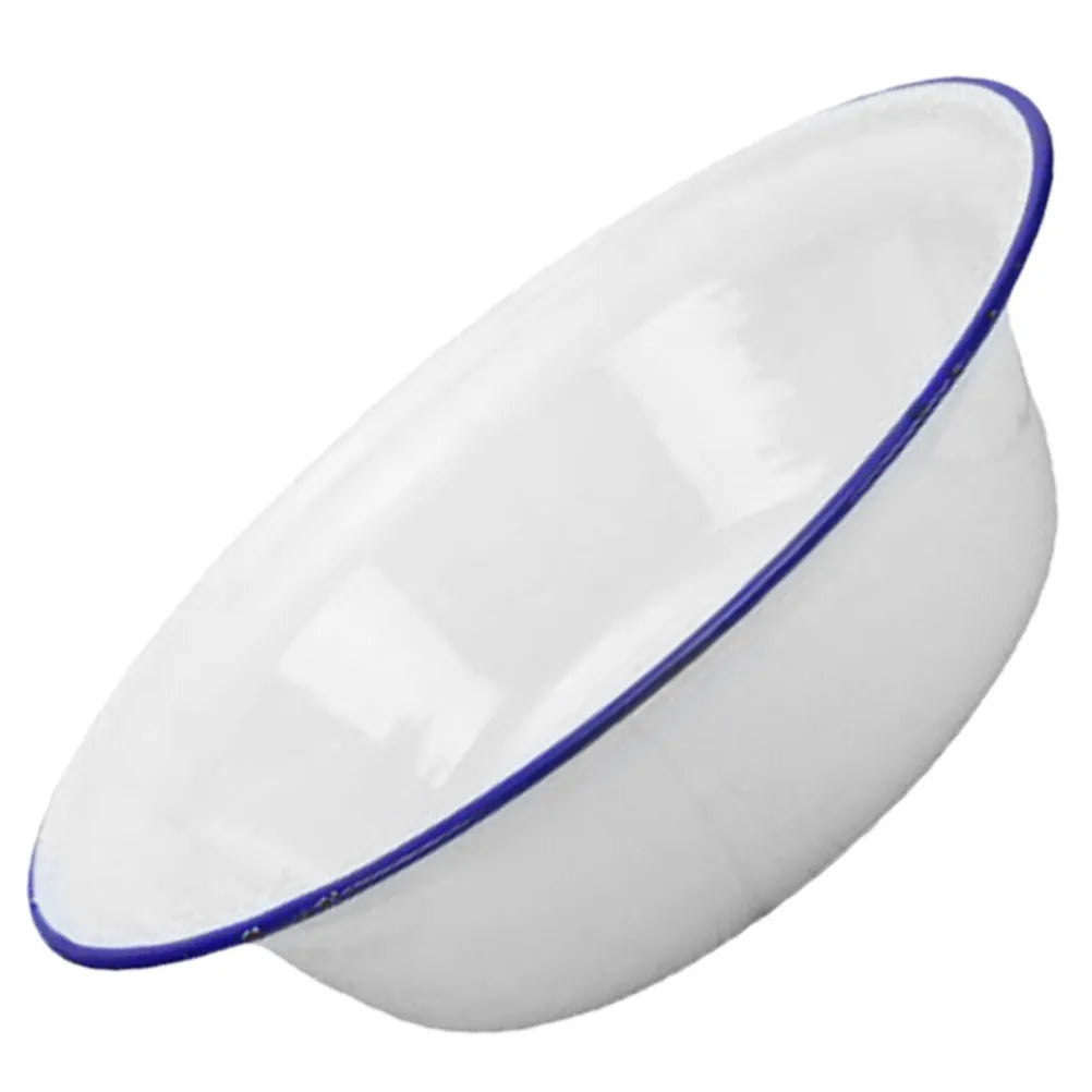 Vintage White Enamel Mixing Bowl | Retro Household Enamelware | 2 Sizes