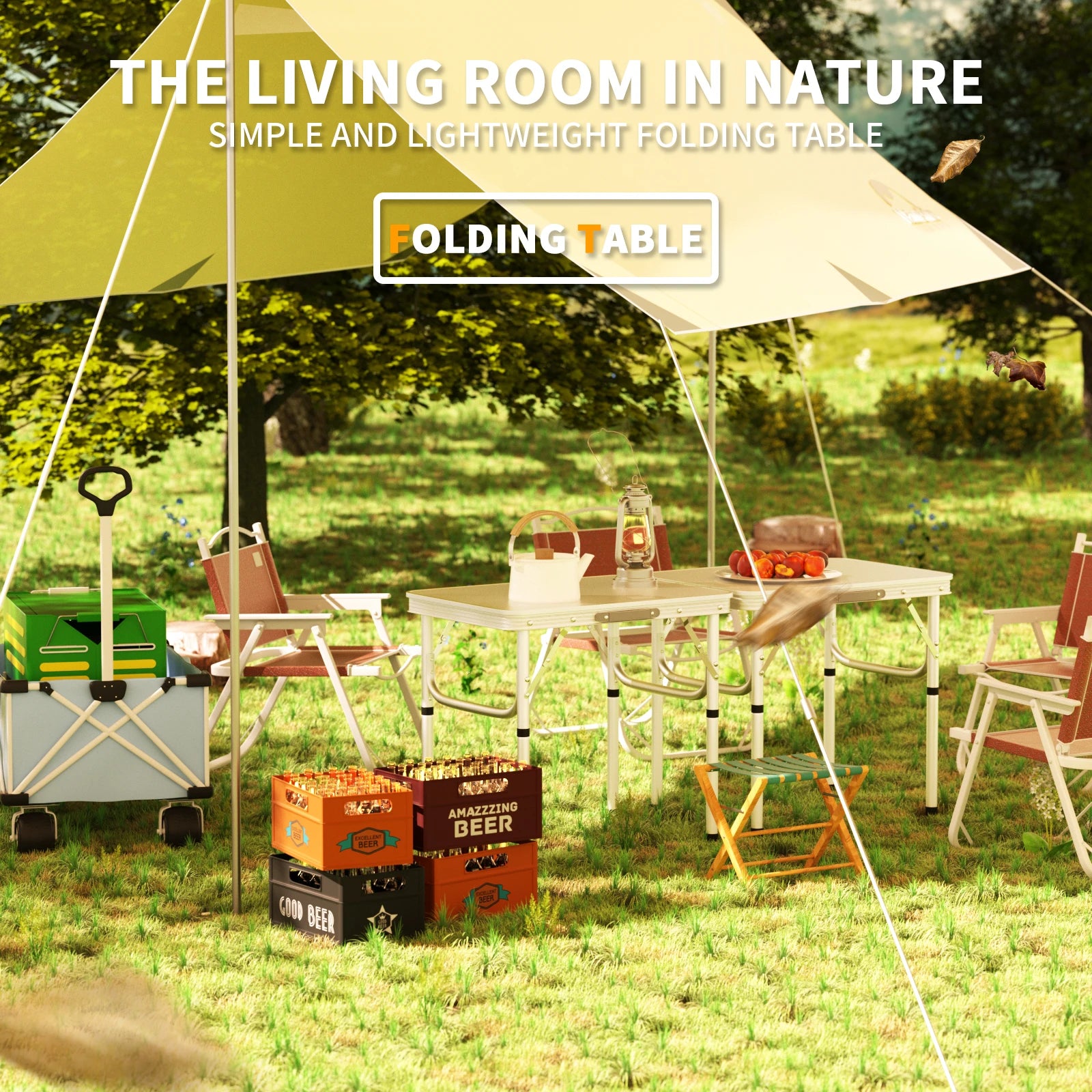 4ft Aluminium Folding Camping Table | 3 Height Settings | 120x60cm