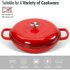 4.5L Cast Iron Dutch Oven Braiser Casserole Pan with Lid & Dual Handles – Designed for Searing, Braising, Roasting, Baking, Stews, Curries, Soups, One-Pot Meals and Everyday Cooking – Compatible with Induction & Gas Stove