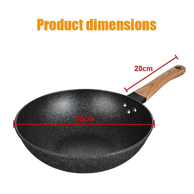 32cm Non-Stick Wok – Maifan Stone Coating, Gas & Induction Compatible, Great for Stir-Frying, Sautéing, and Everyday Cooking