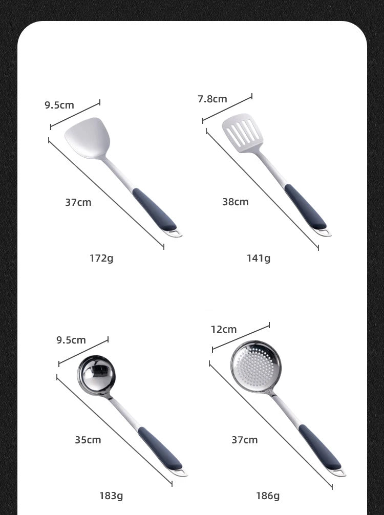 6-Piece Stainless Steel Kitchen Utensil Set with Ergonomic Handles