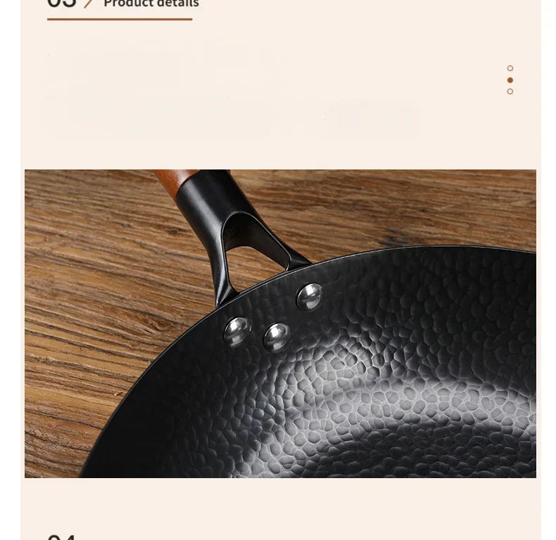 Handmade Uncoated Cast Iron Skillet 28cm
