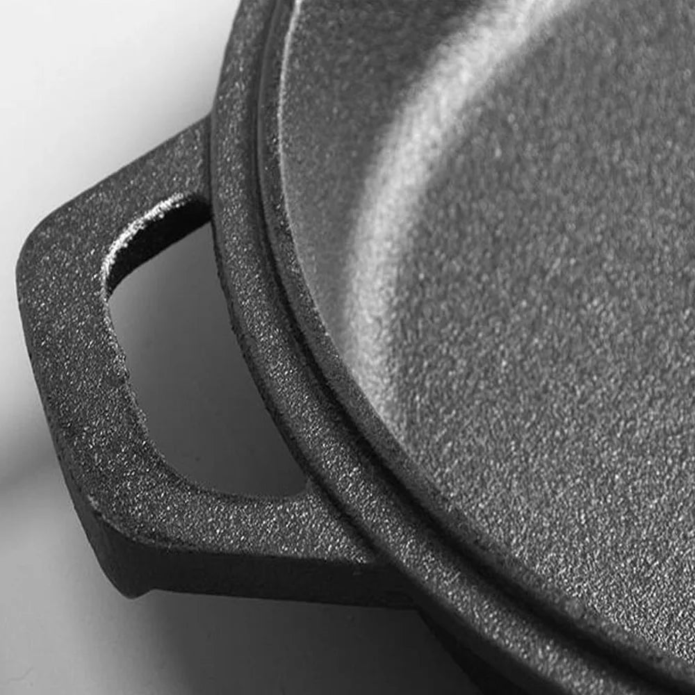 Heavy-Duty 2-in-1 Cast Iron Combo – Pre-Seasoned 10-Inch Dutch Oven (3 Quart Capacity) with Reversible Frying Pan Lid, Multi-Purpose Cookware for Bread, Roasting & Everyday Cooking