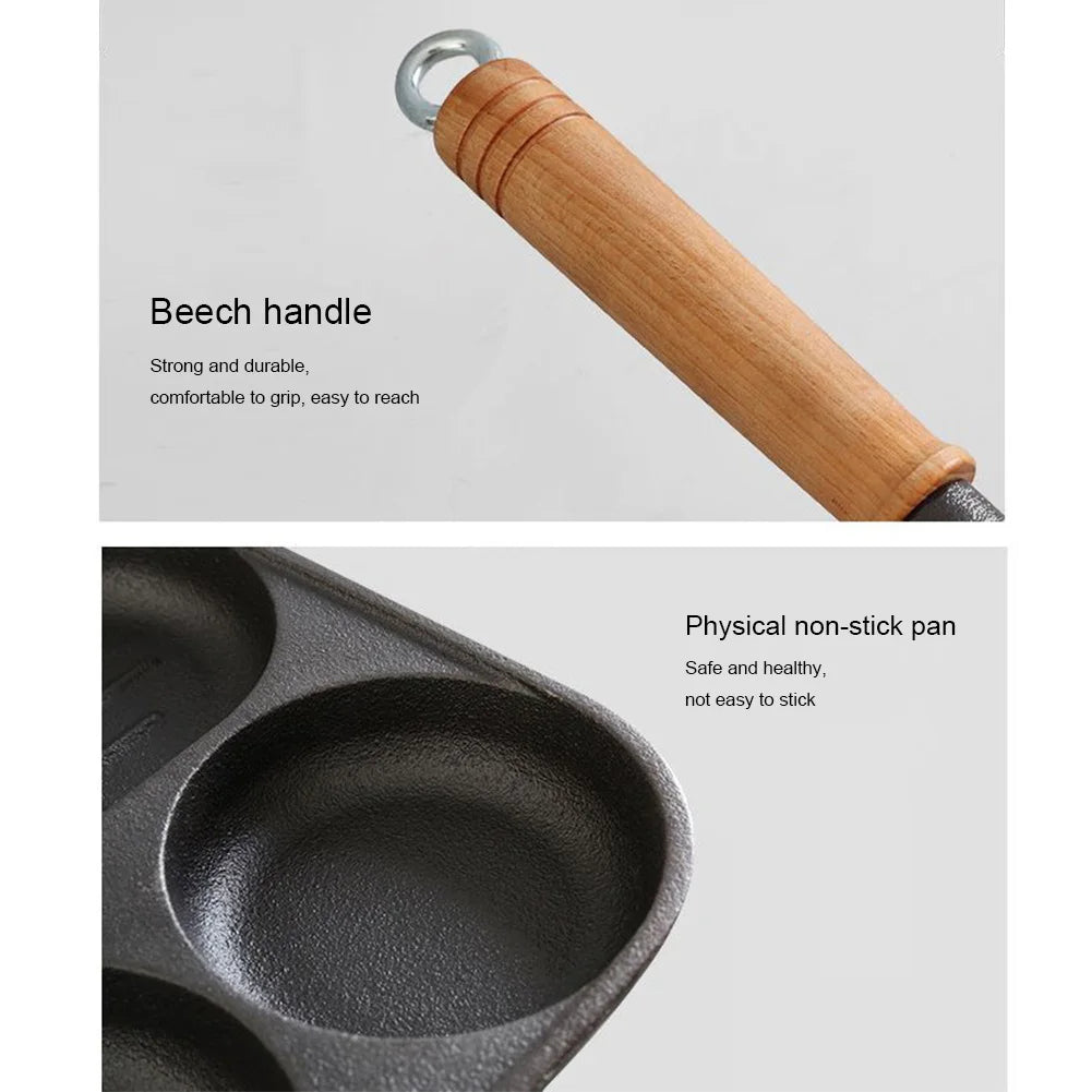Cast Iron Kitchen Egg Frying Pan 3 Cup Nonstick Breakfast Pan For Gas And Induction Stoves Burger Sausage