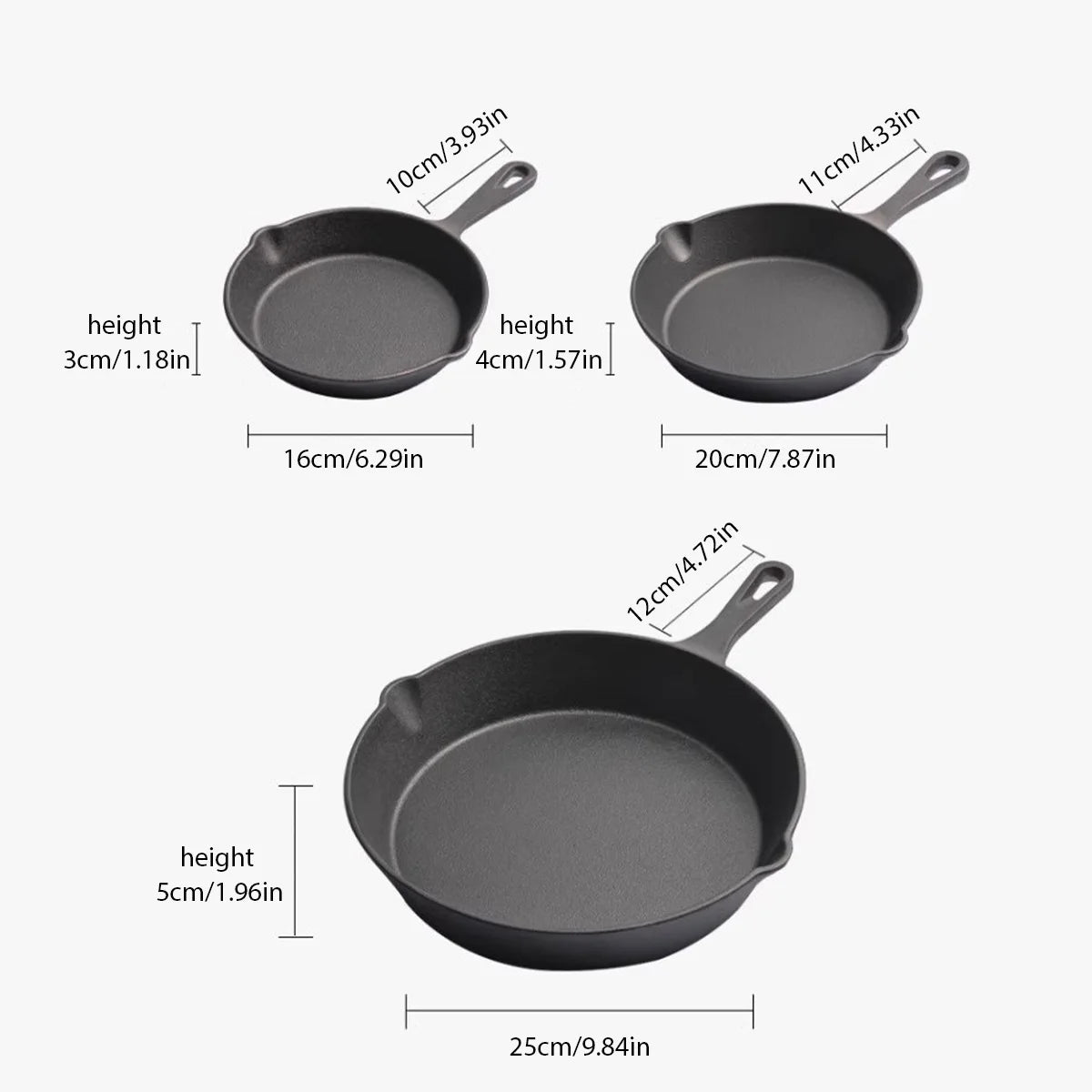 Cast Iron Pan Set – 3 Piece Non-Stick