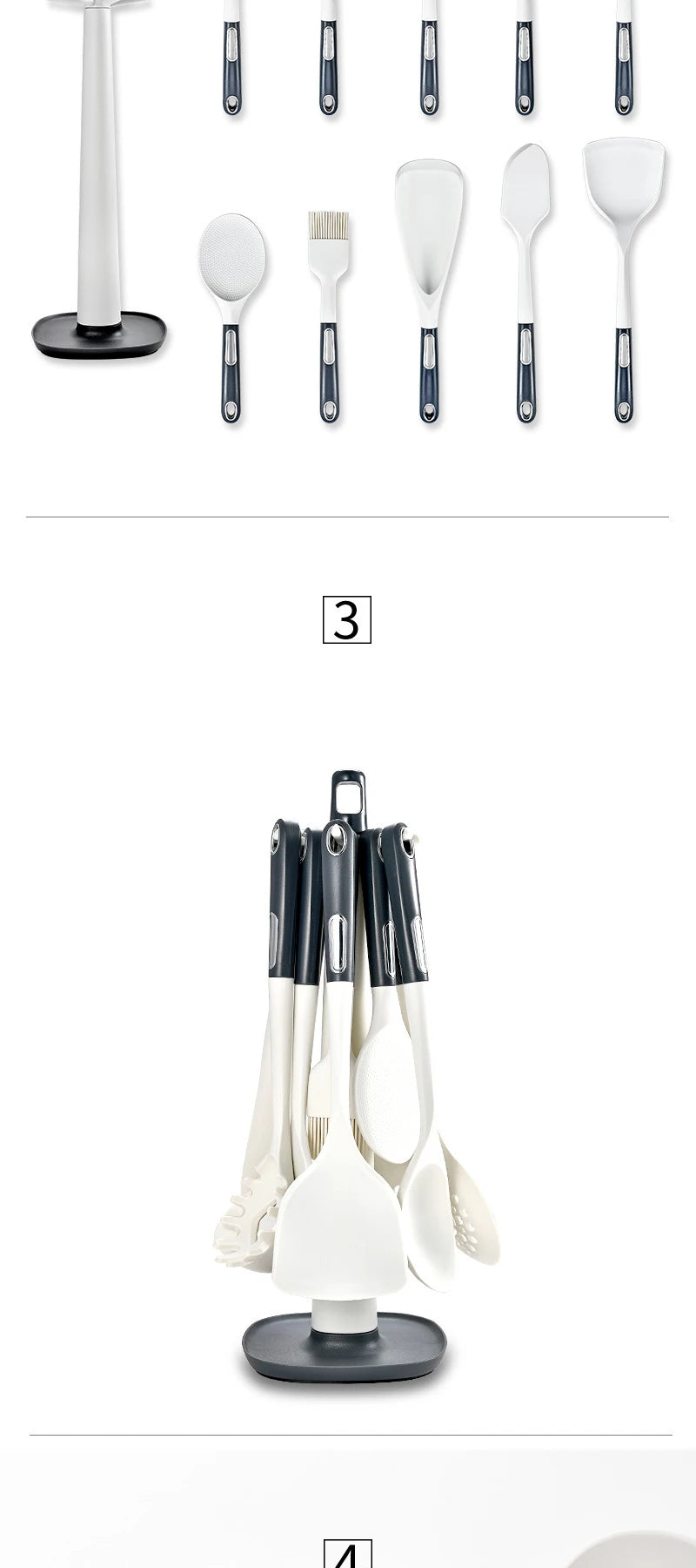 Silicone Kitchen Utensil Set with ABS Handle – Heat Resistant, Non-Stick Safe, Eco-Friendly, Great for Cooking, Baking, and Everyday Kitchen Use