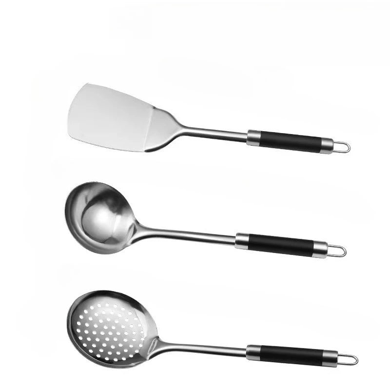 Stainless Steel Cooking Utensil Set — Available in Different Sets or Individual Kitchen Utensils 3Pcs Set spatula skimmer Soup ladle