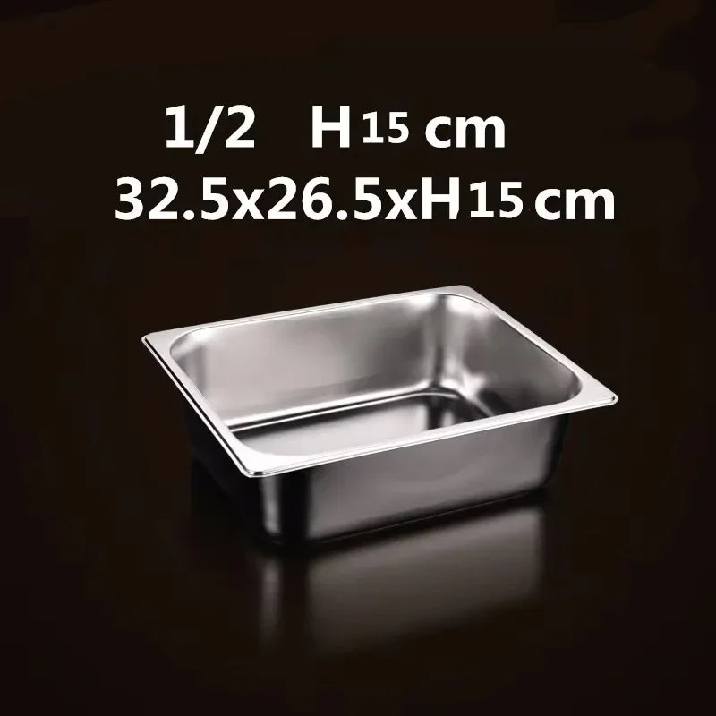 304 Stainless Steel Gastronorm GN Food Pans with Lids – 1/9, 1/6, 1/4, 1/3 & 1/2 Sizes for Buffet, Chafing & Catering 1-2 32.5x26.3xH15cm