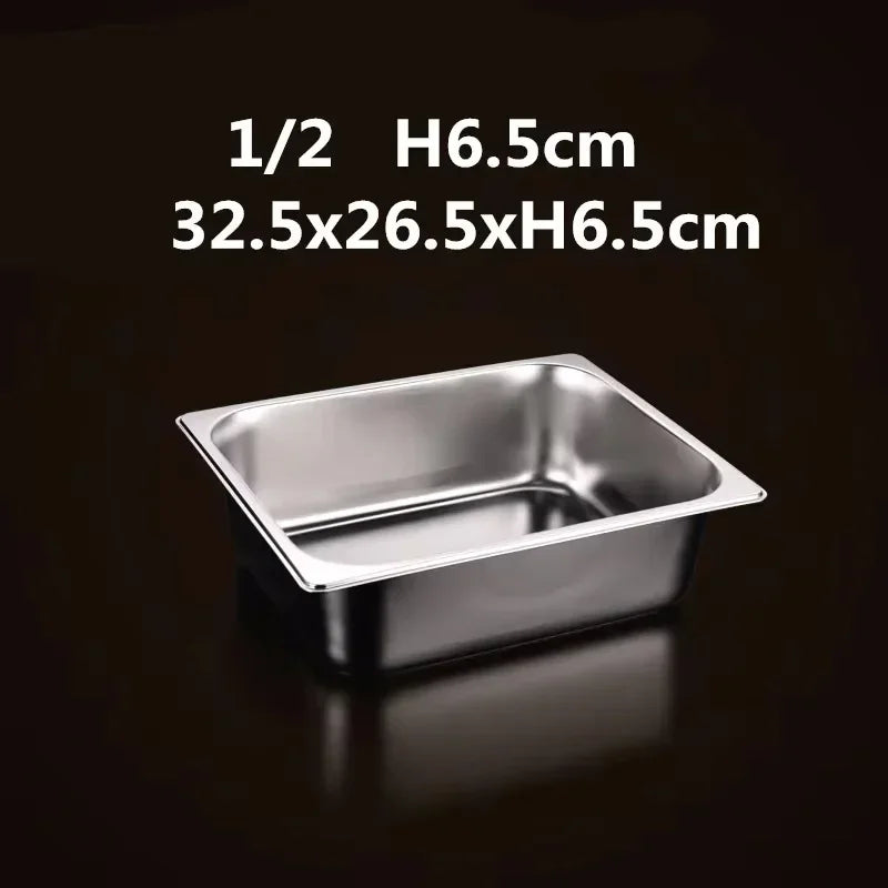 304 Stainless Steel Gastronorm GN Food Pans with Lids – 1/9, 1/6, 1/4, 1/3 & 1/2 Sizes for Buffet, Chafing & Catering 1-2 32.5x26.3xH6.1cm
