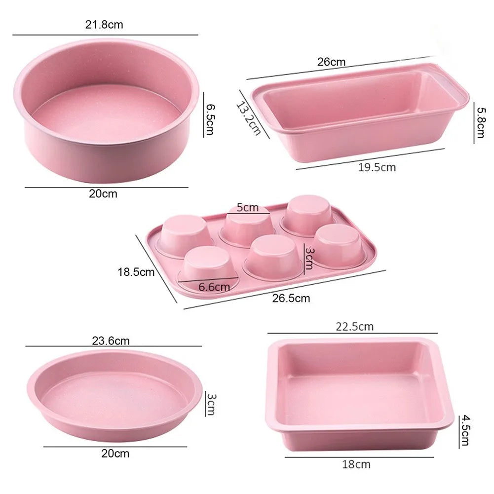 Pink Non-Stick Carbon Steel Baking Pan, Mold & Baking Tray – Available in 5 Different Shapes & Sizes – Heat-Resistant with Rust-Resistant