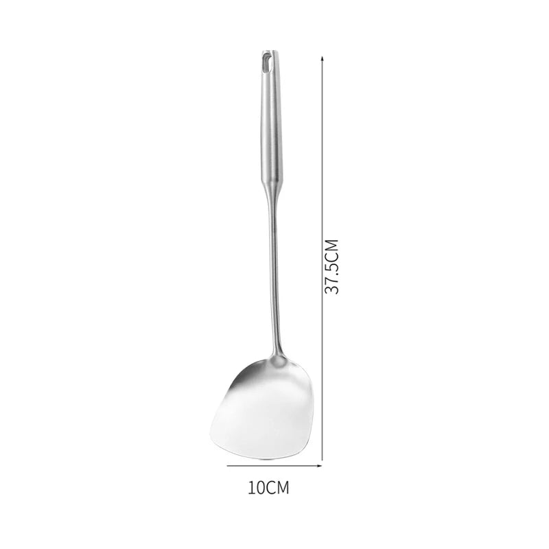 13-Piece Stainless Steel Kitchen Utensils Set – Long 304 Stainless Steel Cooking Utensil Set, Includes Ladle, Whisk, Tongs, Spatula, Skimmer, Turner, Pasta Server & More, Heat-Resistant & Dishwasher Safe