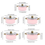 16-Piece Pink Stainless Steel Cookware & Kitchenware Set – Cooking Pots and Stockpots with Glass Lids, Silicone Kitchen Utensils, Stylish Cookware for Everyday Cooking