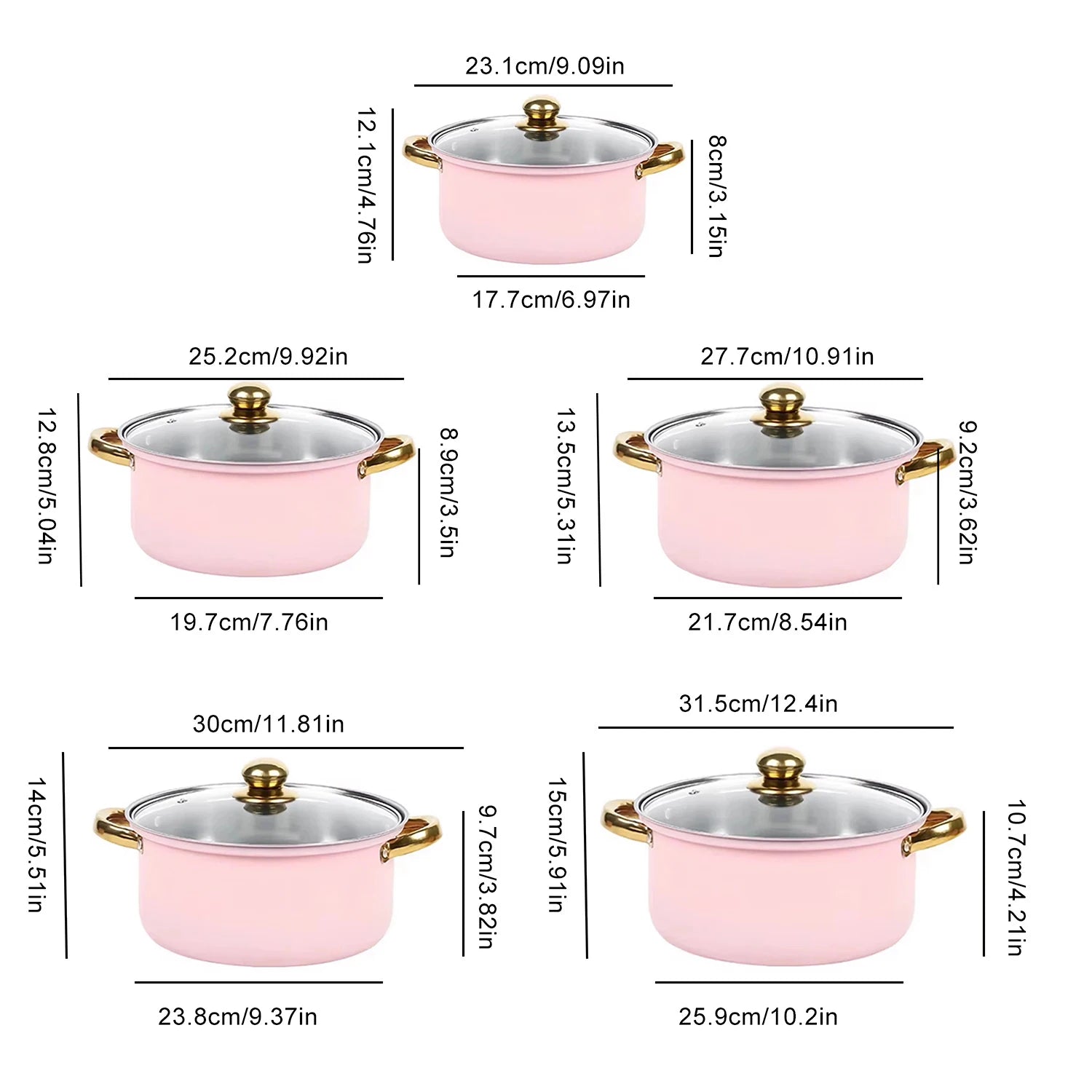 16-Piece Pink Stainless Steel Cookware & Kitchenware Set – Cooking Pots and Stockpots with Glass Lids, Silicone Kitchen Utensils, Stylish Cookware for Everyday Cooking