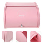 Retro Pink Iron Bread Box with Easy-Glide Rolling Door – Heavy-Duty Rust-Resistant Powder-Coated Metal, Ventilated for Fresh Bread Storage Default Title