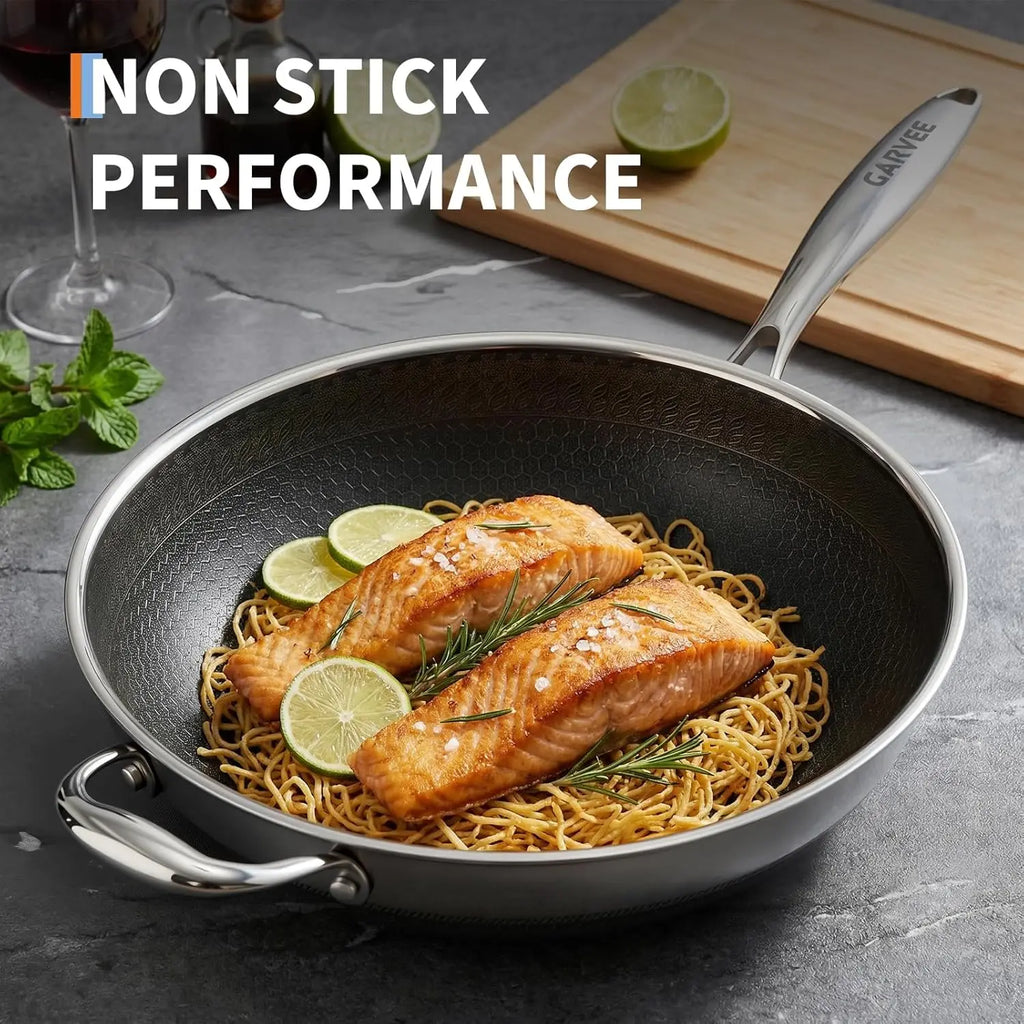 Stainless Steel Honeycomb Wok Pan | Tri-Ply 316