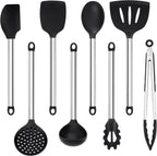 8-Piece Silicone Kitchen Utensils Set – Non-Scratch, Heat Resistant | Spatula, Spoons, Tongs & More Default Title 8-Piece Silicone Kitchen Utensils Set
