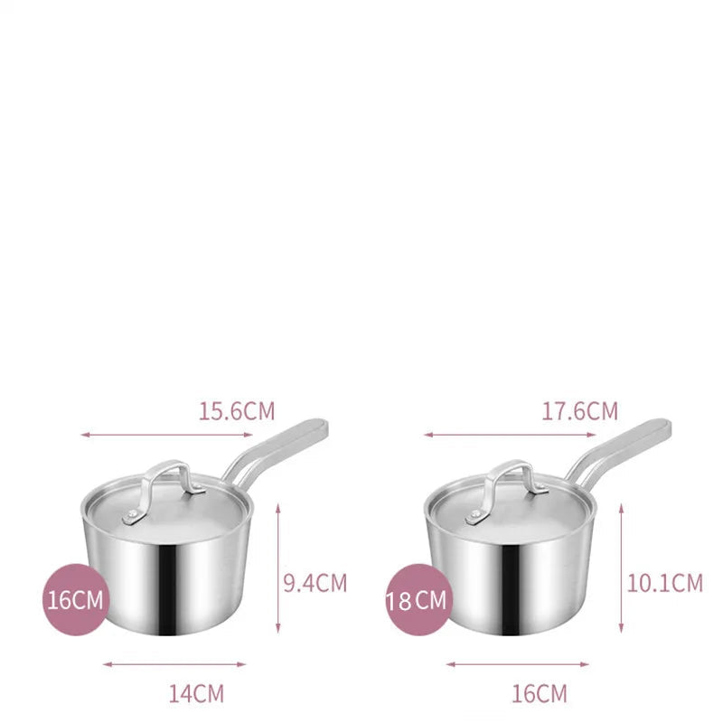 304 Stainless Steel Saucepan with Stainless Steel Lid & Stock Pot with Glass Lid, Compatible with Gas & Electric Hobs, Multi-Size Cookware Available in 16cm, 18cm, 20cm, 22cm & 24cm for Everyday Cooking