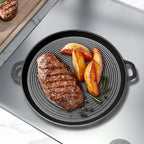 Round 34cm Iron Grill Pan Nonstick Pan With Handles Griddle For Gas Stove Home Outdoor Travel