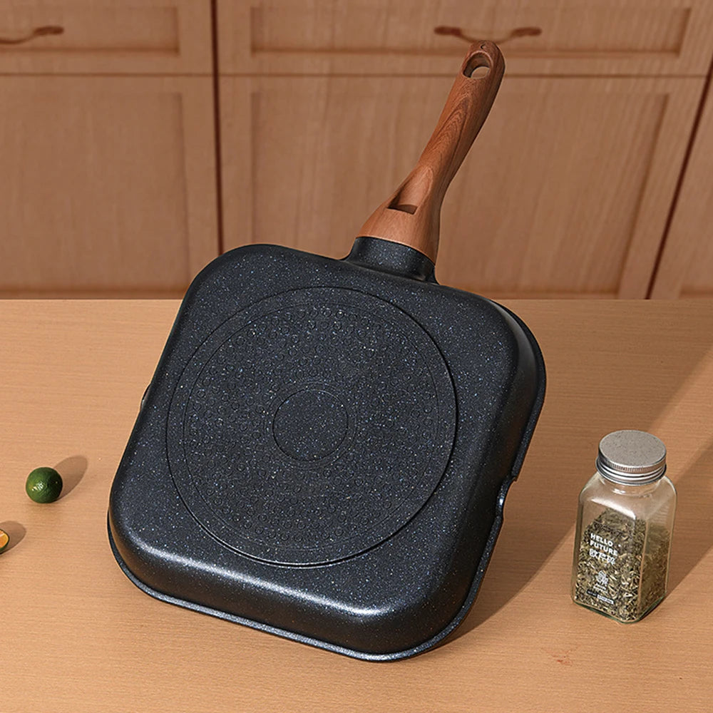 Square Non-Stick Grill Pan With Large Cooking Surface For Searing Durable Food Grade Aluminum Griddle Grill Pan