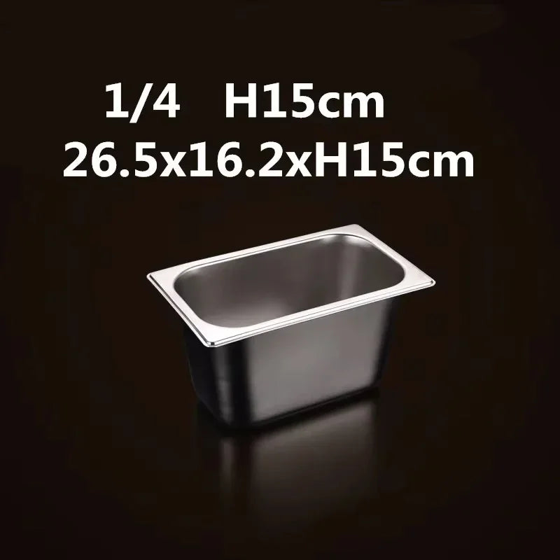 304 Stainless Steel Gastronorm GN Food Pans with Lids – 1/9, 1/6, 1/4, 1/3 & 1/2 Sizes for Buffet, Chafing & Catering 1-4 26.4x16.2x14.8cm