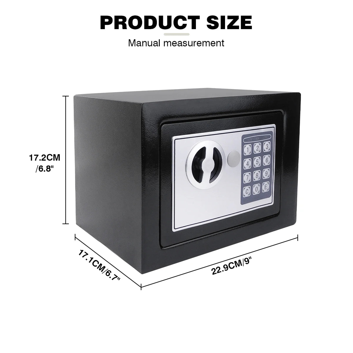 4.6L Electonic Safe Box with Keypad and 2 Keys, Wall Mounted Safe with Prodrilled Holes, Security Safe Box for Home Hotel Use black