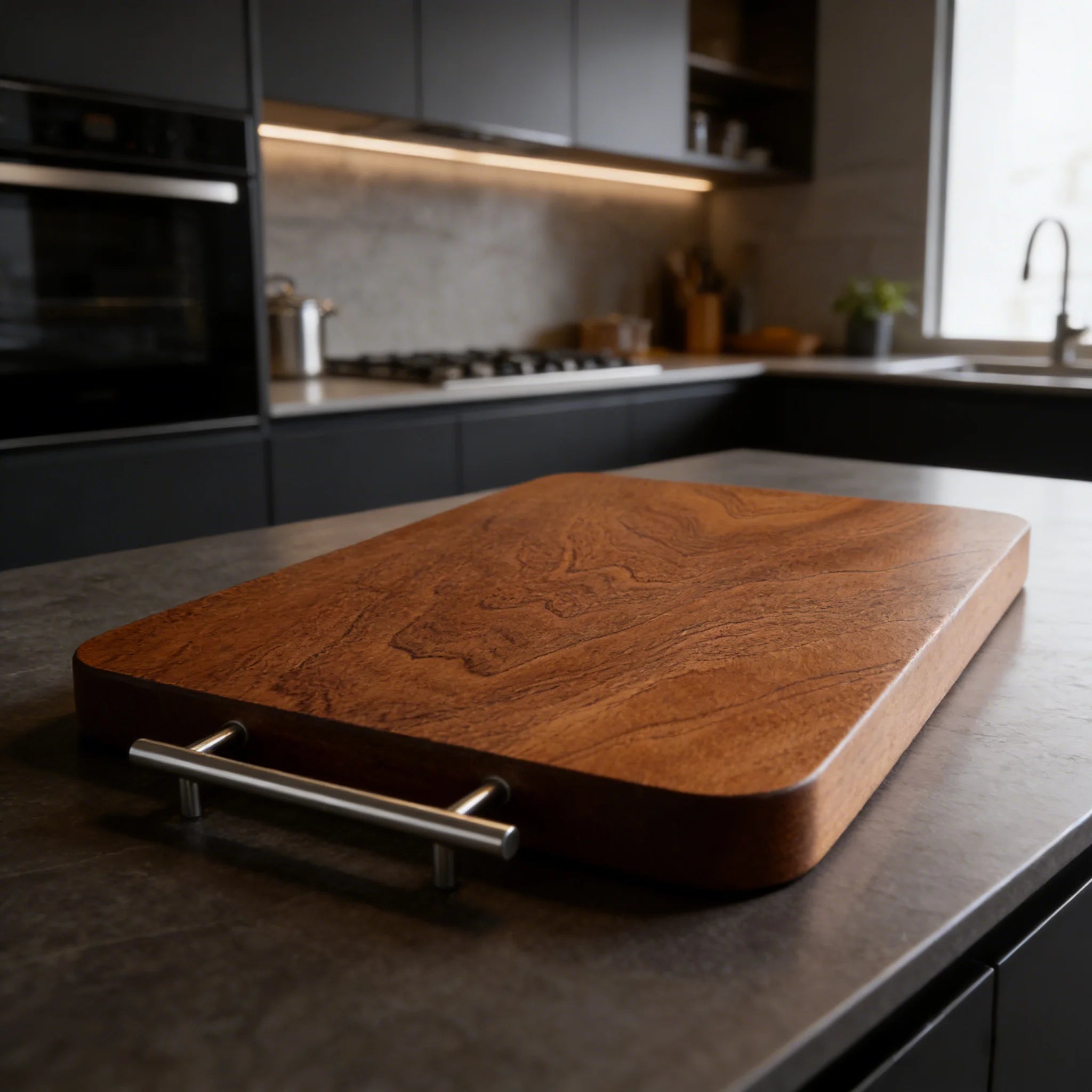 Solid Wood Rectangular Cutting Board with Handle – 3cm Thick, Double-Sided, Paint-Free, Great for Chopping Meat, Vegetables, and Everyday Kitchen Use