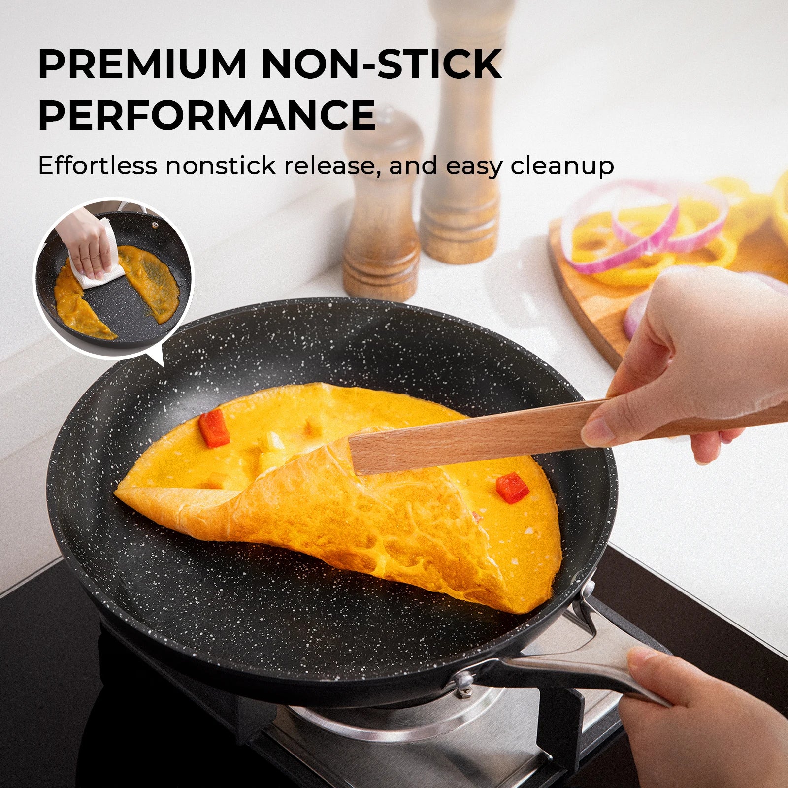 Granite Non-Stick Frying Pan 20cm | Aluminium | Oven Safe | Ideal for Eggs, Omelettes & Everyday Cooking | Gas, Electric & Induction Compatible